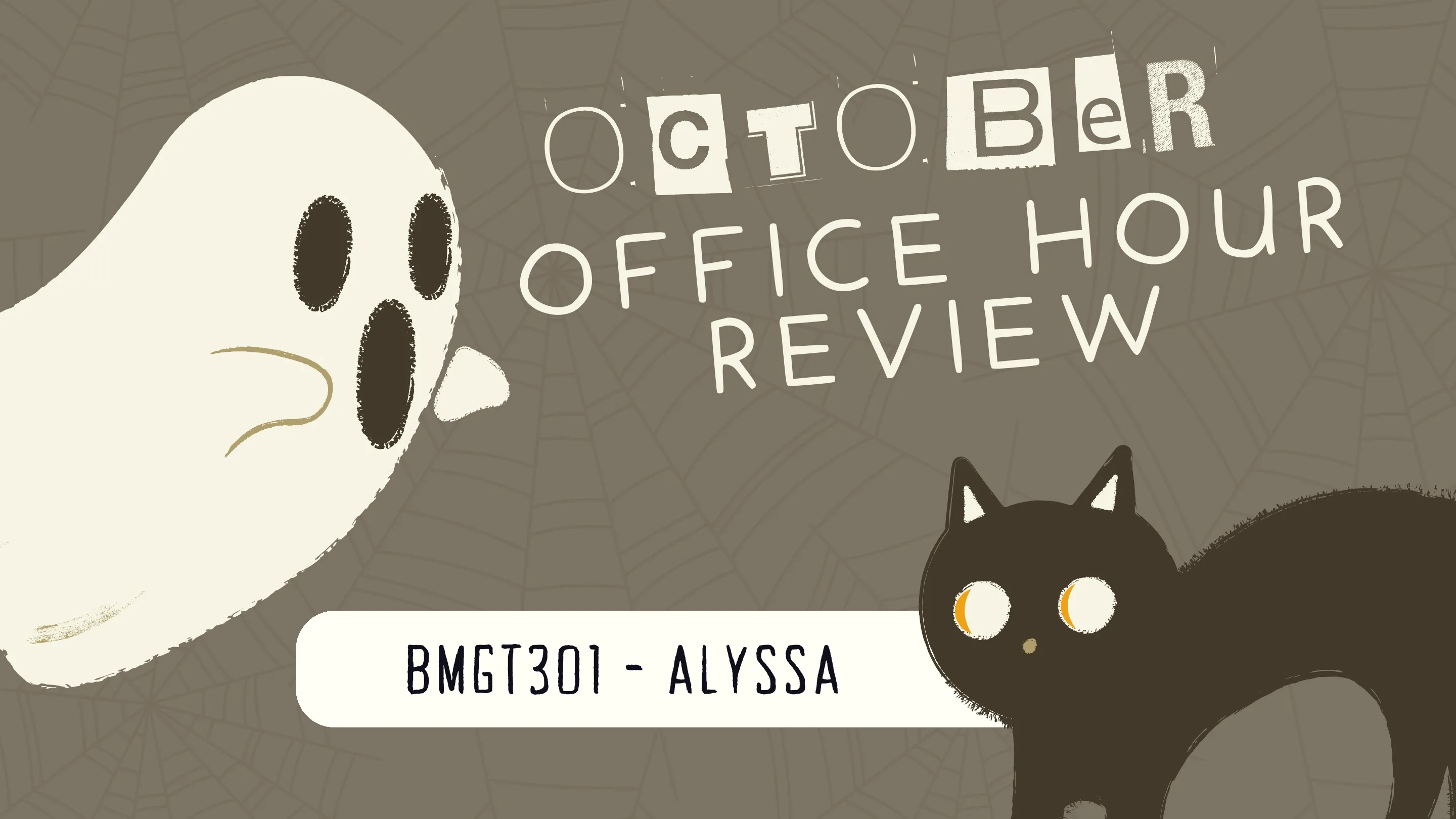 Cover of the October BMGT301 office-hours analysis presentation.