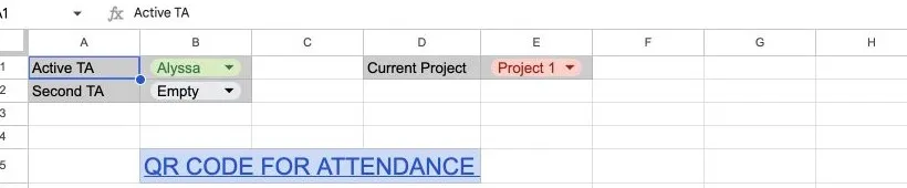 Demo workbook controls showing Active TA, Second TA, and Current Project selections.
