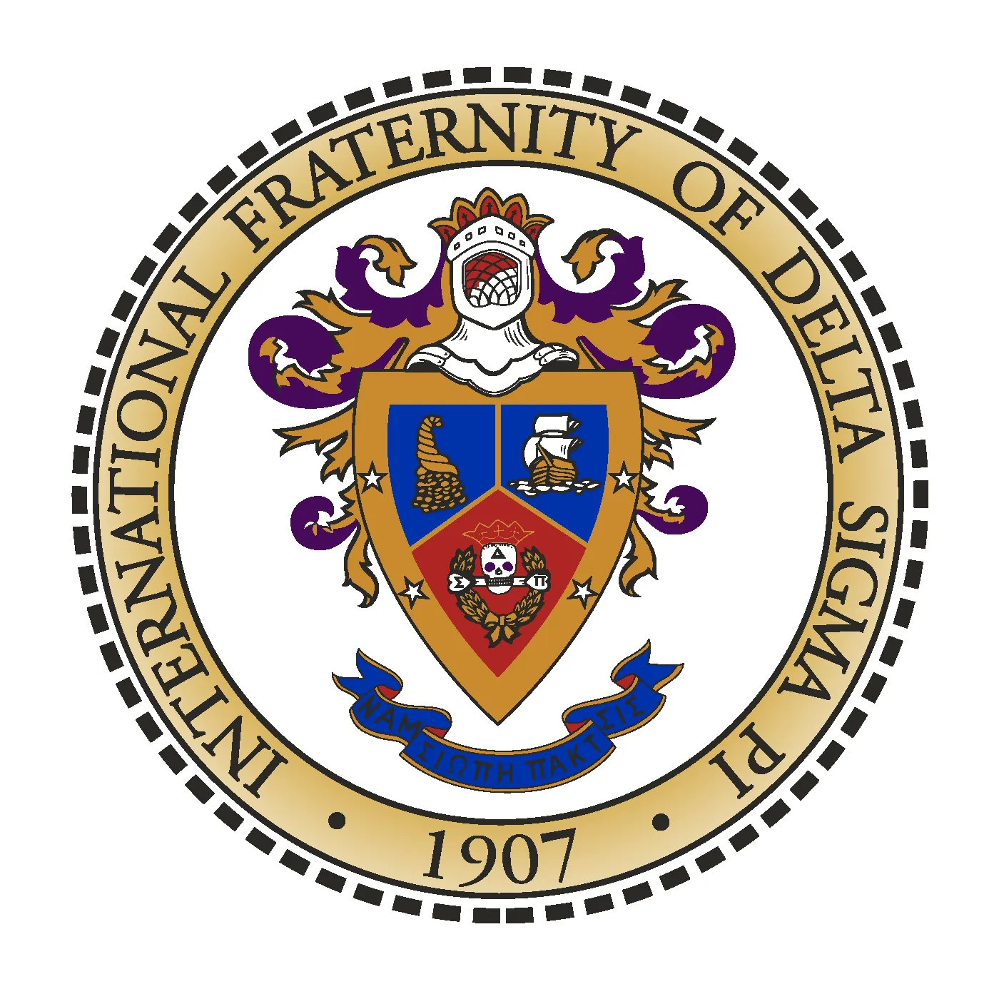 Delta Sigma Pi shield mark.
