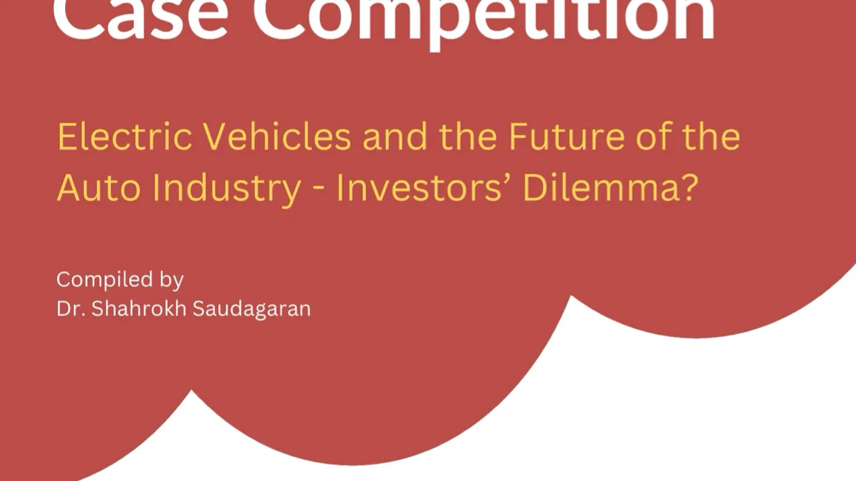Cover of the Fall 2024 Inter-Fraternal Case Competition brief on electric vehicles and the auto industry.