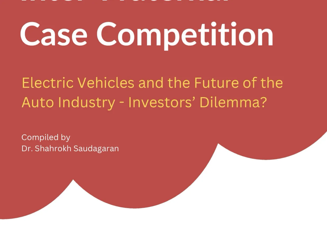 Cover of the Fall 2024 Inter-Fraternal Case Competition brief on electric vehicles and the auto industry.