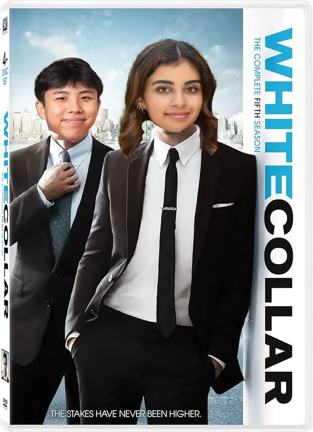 Winnie's face edited onto a White Collar promotional poster